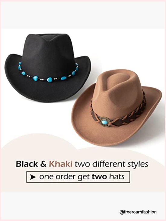 Felt Wide Brim Cowboy Hat with Belt Buckle main image 6